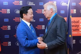 Phó Thủ tướng Trần Hồng Hà gặp Phó Chủ tịch Ủy ban châu Âu (EC) - Đại diện cấp cao EU về Chính sách An ninh và Đối ngoại Josep Borrell. (Ảnh: TTXVN phát)