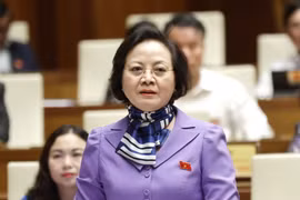 Bộ trưởng Bộ Nội vụ Phạm Thị Thanh Trà trả lời chất vấn. (Ảnh: Doãn Tấn/TTXVN)