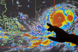 Ảnh chụp vệ tinh siêu bão Mangkhut. (Nguồn: AP)