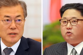 Tổng thống Hàn Quốc Moon Jae-in (ảnh trái) và nhà lãnh đạo Triều Tiên Kim Jong-un (ảnh, phải). (Nguồn: EPA-EFE/TTXVN)