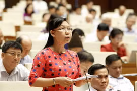 Đại biểu Quốc hội tỉnh Long An Phan Thị Mỹ Dung phát biểu. (Ảnh: Văn Điệp/TTXVN)