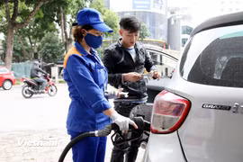 Một điểm bán xăng của Petrolimex tại Hà Nội. (Ảnh: Đức Duy/Vietnam+)