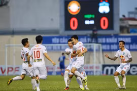 Hoàng Anh Gia Lai đã bất bại 10 trận liên tiếp tại V-League 2021. (Ảnh: PV/Vietnam+)