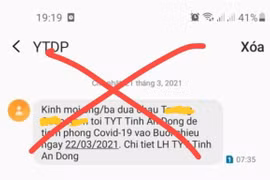 Tin nhắn thông báo người dân đi tiêm vaccine ngừa COVID-19.