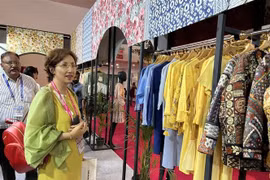 Khách tham quan gian hàng của Việt Nam. (Ảnh: Ngọc Thúy/TTXVN)