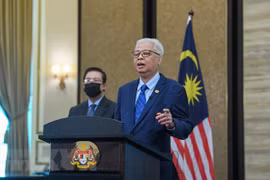 Thủ tướng Malaysia Sabri bin Yaakob phát biểu tại cuộc họp nội các ở Putrajaya (Malaysia). (Ảnh: THX/TTXVN)