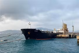 Tàu chở dầu của Iran neo tại cơ sở khai thác dầu El Palito ở Puerto Cabello (Venezuela), ngày 25/5/2020. (Ảnh: AFP/TTXVN)