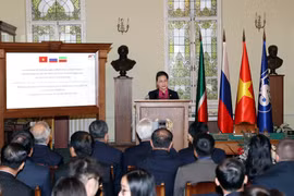 Chủ tịch Quốc hội Nguyễn Thị Kim Ngân phát biểu tại trường Đại học Kazan. (Ảnh: Trọng Đức/TTXVN)