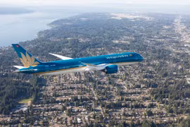 Vietnam Airlines báo lãi lớn nhờ tái cơ cấu và đẩy mạnh bay quốc tế. (Ảnh: PV/Vietnam+)