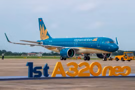 Chiếc Airbus A320neo này sẽ cất cánh trên các đường bay nội địa do Vietnam Airlines khai thác. (Ảnh: PV/Vietnam+)