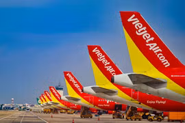 Vietjet sắp nhận thêm 10 máy bay mới, mở rộng các đường bay quốc tế. (Ảnh: PV/Vietnam+)