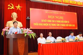 Bộ trưởng Bộ Giao thông Vận tải Nguyễn Văn Thắng phát biểu chỉ đạo tại hội nghị sơ kết sáu tháng đầu năm và triển khai nhiệm vụ sáu tháng cuối năm 2023. (Ảnh: Việt Hùng/Vietnam+)