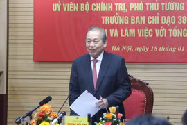 Ngày 18/1, Phó thủ tướng Thường trực Chính phủ Trương Hòa Bình, Ủy viên Bộ Chính trị, Trưởng Ban Chỉ đạo 389 Quốc gia đã có buổi làm việc với Tổng cục Hải quan. (Ảnh: PV/Vietnam+)