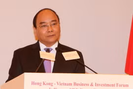 Thủ tướng Nguyễn Xuân Phúc phát biểu tại Diễn đàn Kinh doanh và Đầu tư Việt Nam-Hong Kong. (Ảnh: Thống Nhất/TTXVN)