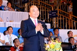 Thủ tướng Nguyễn Xuân Phúc phát biểu, tuyên bố khai mạc Đại hội. (Ảnh: Thống Nhất/TTXVN)