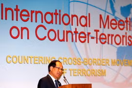 Tổng thư ký Hiệp hội các quốc gia Đông Nam Á (ASEAN) Lê Lương Minh phát biểu tại Hội nghị. (Ảnh: EPA/TTXVN)
