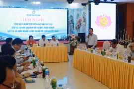 Ông Nguyễn Đức Lợi, Phó Chủ tịch Thường trực Hội Nhà báo Việt Nam phát biểu tại hội nghị. (Ảnh: Nguyễn Văn Nhật/TTXVN)