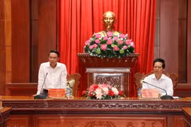 Phó Chủ tịch Thường trực Trung ương Hội Nhà báo Việt Nam Nguyễn Đức Lợi phát biểu tại buổi làm việc. (Ảnh: Minh Trí/TTXVN)