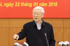 Tổng Bí thư Nguyễn Phú Trọng, Trưởng Ban Chỉ đạo Trung ương về phòng, chống tham nhũng chủ trì Phiên họp thứ 13 Ban Chỉ đạo Trung ương về phòng, chống tham nhũng (Hà Nội, 22/1/2018). (Ảnh: Phương Hoa/TTXVN)