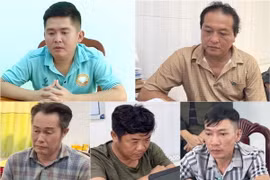 Một số đối tượng có liên quan về hành vi “Tổ chức đánh bạc và đánh bạc” dưới hình thức cá cược bóng đá trên mạng Internet. (Ảnh: Trọng Nguyễn/TTXVN phát)