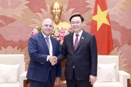 Chủ tịch Quốc hội Vương Đình Huệ tiếp Bộ trưởng Ngân khố bang Victoria, Australia. (Ảnh: Doãn Tấn/TTXVN)