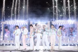 Ban nhạc BTS biểu diễn tại Seoul, Hàn Quốc ngày 14/3/2022. (Ảnh minh họa: Yonhap/TTXVN)