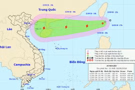 Vị trí và đường đi của áp thấp nhiệt đới. (Nguồn: nchmf.gov.vn)