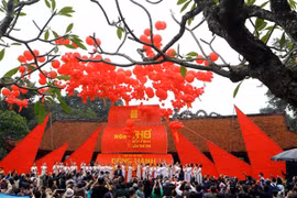 Ngày thơ Việt Nam 2018 tại Văn Miếu-Quốc Tử Giám, Hà Nội. (Ảnh: TTXVN)