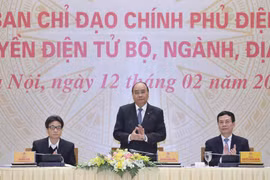 Thủ tướng Nguyễn Xuân Phúc, Chủ tịch Ủy ban quốc gia về Chính phủ điện tử tại hội nghị. (Ảnh: Thống Nhất/TTXVN)