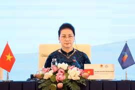 Chủ tịch Quốc hội Nguyễn Thị Kim Ngân, Chủ tịch AIPA- 41 điều hành Phiên toàn thể thứ nhất Đại hội đồng Liên nghị viện Hiệp hội các quốc gia Đông Nam Á lần thứ 41 (AIPA 41). (Nguồn: TTXVN)