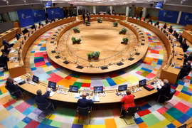 Toàn cảnh hội nghị thượng đỉnh EU tại Brussels, Bỉ, ngày 17/7/2020. (Ảnh: AFP/ TTXVN)