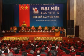 Toàn cảnh Đại hội Đại hội đại biểu toàn quốc Hội Nhà báo Việt Nam lần thứ X, nhiệm kỳ 2015-2020, sáng 9/8/2015, tại Cung Văn hóa hữu nghị Việt-Xô, Hà Nội. (Ảnh: Trí Dũng/TTXVN) 
