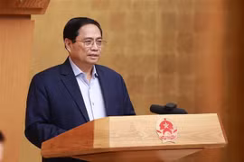 Thủ tướng Phạm Minh Chính chủ trì Phiên họp Chính phủ chuyên đề xây dựng pháp luật tháng 4/2023. (Ảnh: Dương Giang/TTXVN)