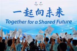 Lễ công bố khẩu hiệu chính thức Olympic mùa Đông Bắc Kinh 2022 ở Bảo tàng Thủ đô Bắc Kinh, Trung Quốc ngày 17/9/2021. (Ảnh: THX/TTXVN)