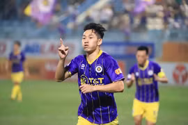 Tiền vệ Hai Long ghi bàn thắng duy nhất giúp Hà Nội FC giành chiến thắng trước Bình Dương ở vòng 8 V-League. (Ảnh: Việt Anh/Vietnam+)