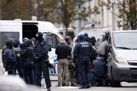 Cảnh sát Bỉ tiến hành chiến dịch truy quét khủng bố tại Molenbeek thuộc Brussels ngày 16/11. (Ảnh: THX/TTXVN)