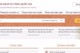 Giao diện Cổng dịch vụ công Quốc gia.