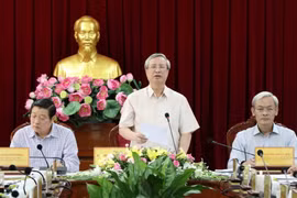 Thường trực Ban Bí thư Trần Quốc Vượng phát biểu chỉ đạo tại buổi làm việc. (Ảnh: Sỹ Tuyên/TTXVN)