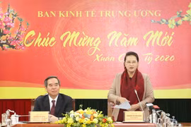 Chủ tịch Quốc hội Nguyễn Thị Kim Ngân phát biểu tại buổi làm việc. (Ảnh: Phương Hoa/TTXVN)