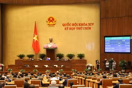 Kết quả biểu quyết thông qua Nghị quyết kỳ họp thứ 9, Quốc hội khóa XIV. (Ảnh: Văn Điệp/TTXVN)