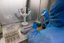 Xét nghiệm virus SARS-CoV-2 tại Bệnh viện Trung ương Huế. (Nguồn: TTXVN)