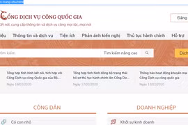 Trang chủ Cổng dịch vụ công Quốc gia. 