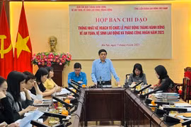 Họp báo thông tin về công tác an toàn vệ sinh lao động, Tháng hành động về an toàn vệ sinh lao động năm 2023. (Ảnh: PV/Vietnam+)
