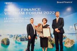Đại diện VPBank nhận giải từ Brand Finance. (Ảnh: Vietnam+)