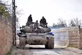 Binh sỹ quân đội Syria triển khai tại Saraqeb, tỉnh Idlib, Syria, ngày 3/2/2020. (Nguồn: AFP/TTXVN)