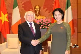 Chủ tịch Quốc hội Nguyễn Thị Kim Ngân tiếp Tổng thống Cộng hòa Ireland, Ngài Michael Daniel Higgins nhân chuyến thăm cấp Nhà nước tới Việt Nam. (Ảnh: Trọng Đức/TTXVN)