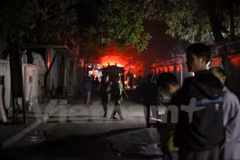 Hiện trường vụ cháy. (Ảnh: Minh Sơn/Vietnam+)
