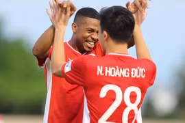 Viettel thắng đậm 3-0 Quảng nam trên sân khách. (Ảnh: VPF) 
