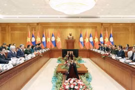 Chủ tịch nước Tô Lâm hội đàm với Tổng Bí thư, Chủ tịch nước Lào Thongloun Sisoulith. (Ảnh: Nhan Sáng/TTXVN)