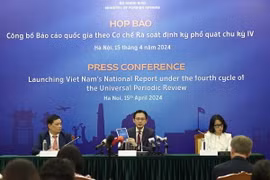 Thứ trưởng Bộ Ngoại giao Đỗ Hùng Việt chủ trì họp báo. (Ảnh: Quỳnh Anh/TTXVN phát)